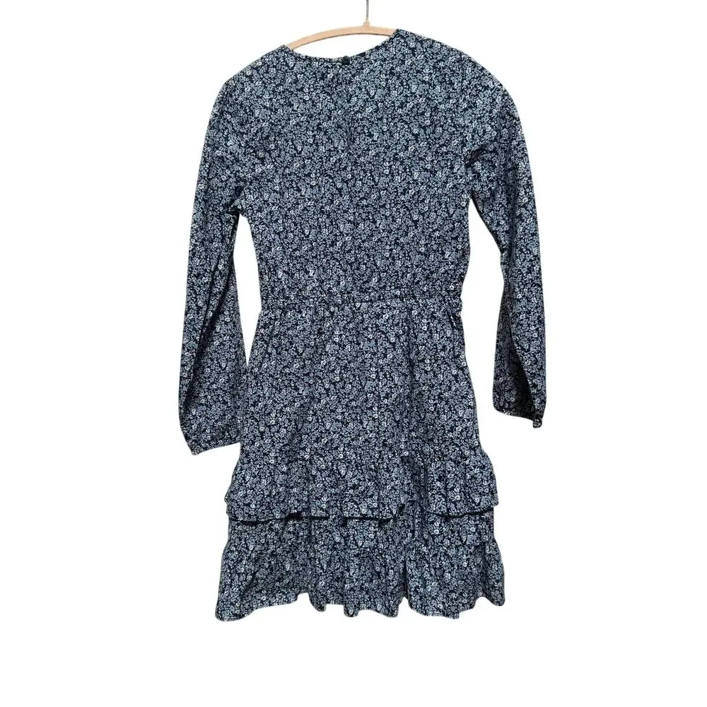 Crewcuts Dress Girls 14 Blue Floral Long Sleeve